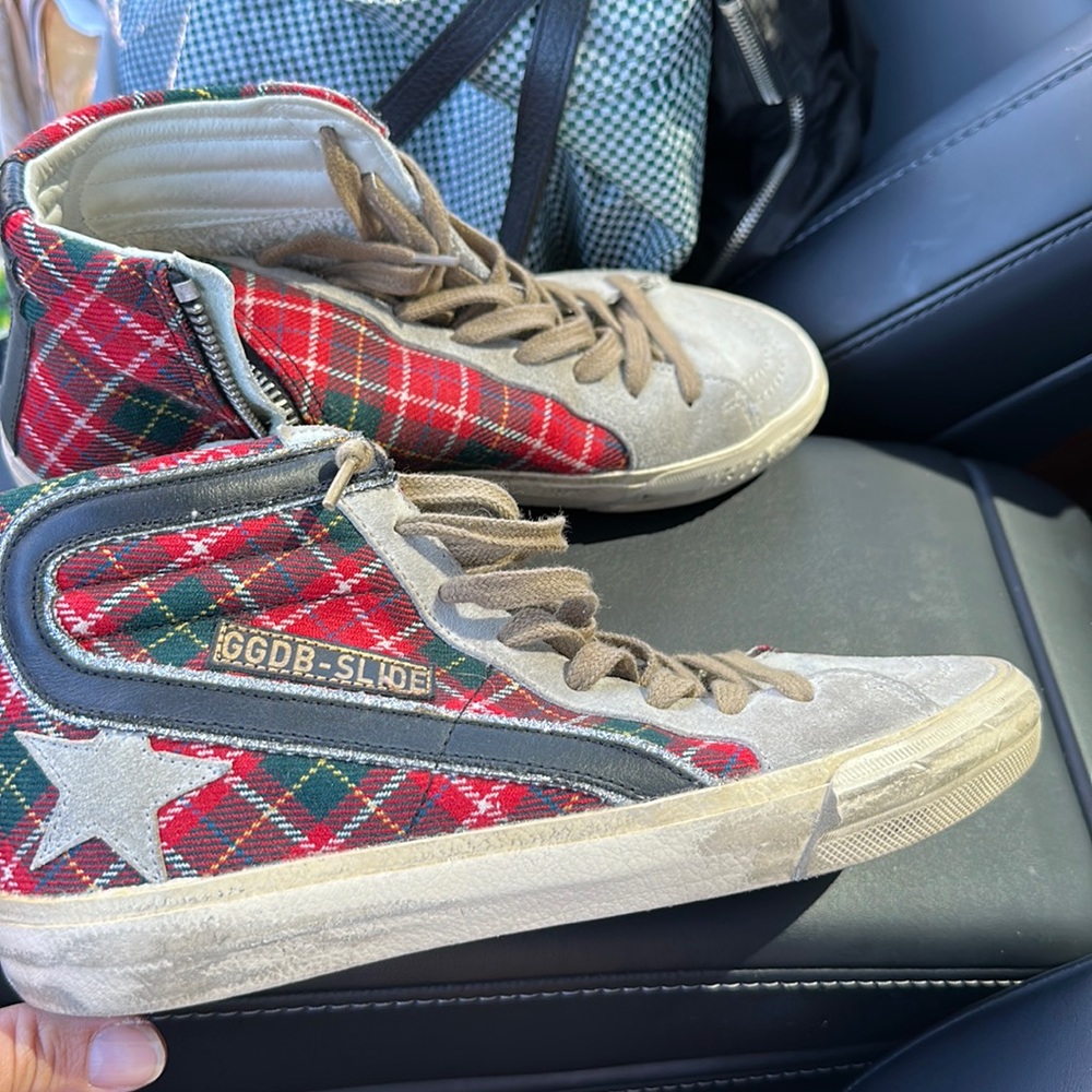 Golden Goose Slide 36 Tartan Plaid / Ice Suede